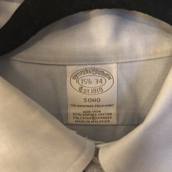 Brooks Brothers Soho Men's Sky Blue Dress Shirt- Non Iron - Picture 2 of 6